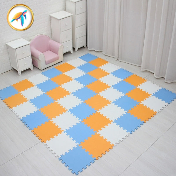 tapis chambre bébé orange bleu blanc